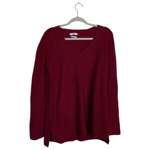 VINCE Cashmere Sweater Red Size Medium V Neck Valentine's Holiday Luxury Crimson